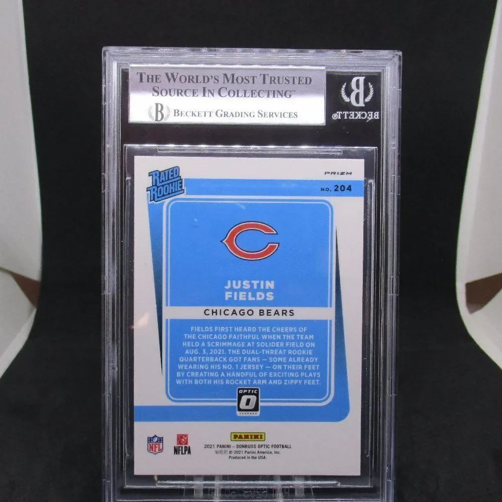 2021 Donruss Optic Justin Fields Purple Shock Prizm RR RC #204 SP BGS 9